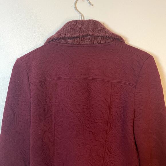 Anthropologie Saturday Sunday Loren Moto Zip Jacket Blazer Sweater In Burgundy S - Picture 13 of 14
